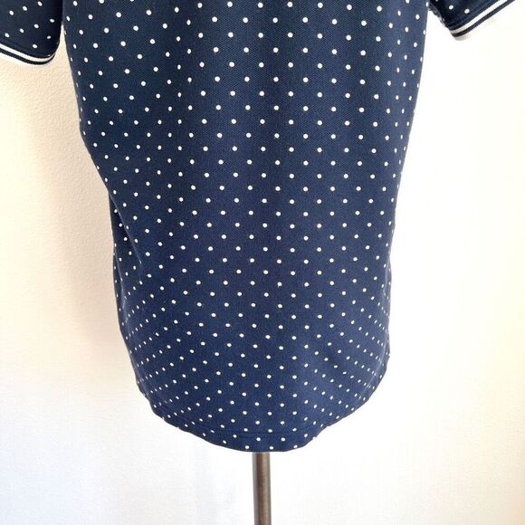 L.L. Bean Women’s Relaxed Fit Polka Dot Polo Golf Shirt Size Medium Navy and Whi - Picture 9 of 9